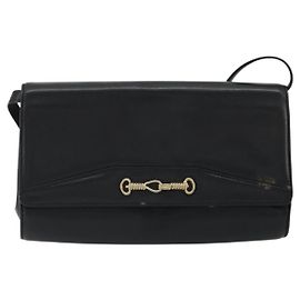 Céline Celine Vintage Horsebit Sling Leather Noir