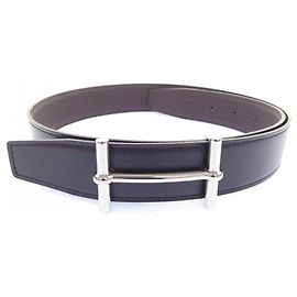 Hermès Cinturón reversible Hermes H d'Ancre 32mm Castaño Negro