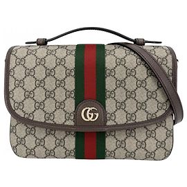Gucci Women's Ophidia Medium Top Handle Bag Brown Beige
