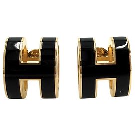 Orecchini Pop H Hermès in nero e oro Nero D'oro