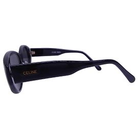 Céline Celine CLF-689 Oval Sunglasses Black Gold Black