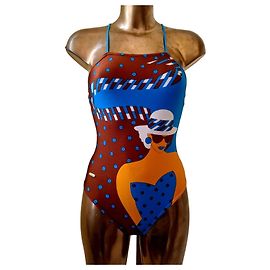 Autre Marque Costume da bagno intero Roberta Mare con stampa donna Marrone Bianco Blu Arancione