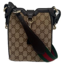Borsa a tracolla mini bucket Gucci GG Canvas Marrone Multicolore