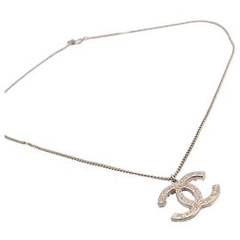 Chanel Coco Mark Strass-Halskette Silber