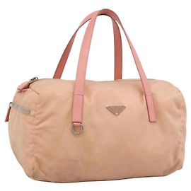 Bolsa PRADA Nylon Rosa Prata Auth 189599 Prata Rosa