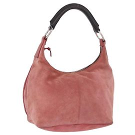 Miu Miu Shoulder Bag Suede Pink Silver Auth 189307 Silvery Pink