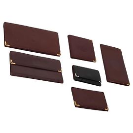 CARTIER Must Line Card Case Leather 6 Set Bordeaux Auth 186715 Dark red