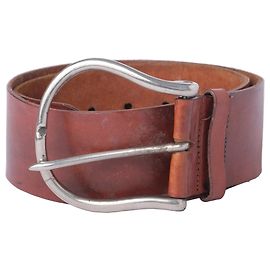 Cinto largo de couro marrom Furla com fivela prateada Marrom Outro