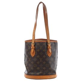 Bolsa de ombro Louis Vuitton Bucket PM em canvas Monogram marrom M42238 Bege
