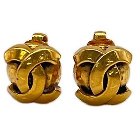 Orecchini a clip rotondi Chanel Coco Mark in Oro D'oro