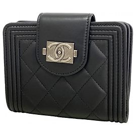 Chanel Boy Lambskin Wallet in Black Black