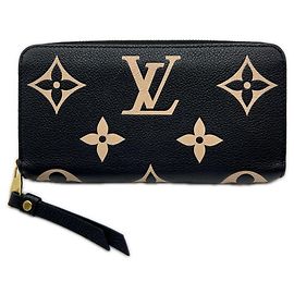 Louis Vuitton Monogram Empreinte Zippy Wallet Black Beige