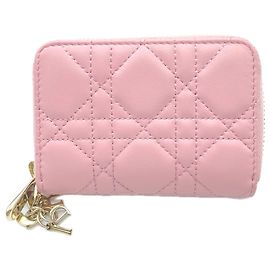 Christian Dior Lady Voyageur Small Zip Wallet/Coin Case Pink