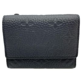Louis Vuitton Taurillon Portefeuille Pilot Dreifaltig Geldbörse Schwarz Schwarz