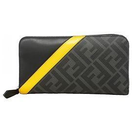 Fendi Zucca Long Wallet Black Yellow