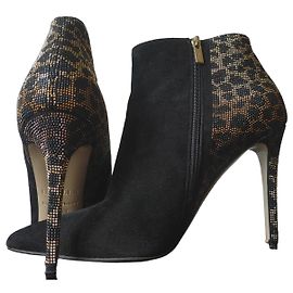 Bottines Le Silla Cristaux Motif Léopard Noir Doré Imprimé léopard