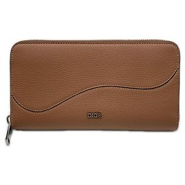 Christian Dior Brown Calfskin Long Wallet Brown
