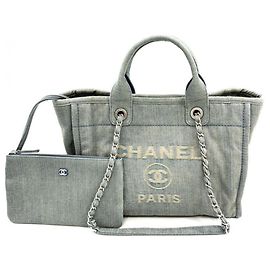 Chanel Deauville Medium Shopping Tote Tasche AS3351 Hellblau