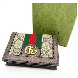 Carteira Bi-fold Gucci em GG Supreme Marrom Bege