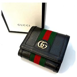 Gucci Ophidia GG Web Stripe Black Bi-fold Wallet Black