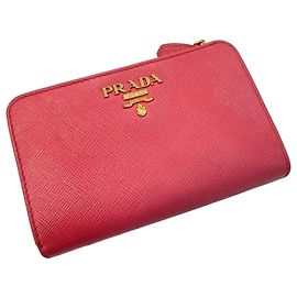 Prada Saffiano Leather Pink Bi-fold Wallet Pink
