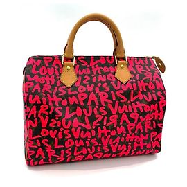 Borsa Louis Vuitton Monogram Graffiti Speedy 30 Marrone Fuschia