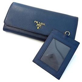 Prada Saffiano Long Wallet in Bluette and Navy Blue Navy blue
