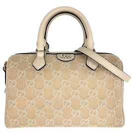 Bolsa Mini Boston GG feminina Gucci Branco Bege