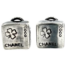 Chanel Silver 925 Clip Earrings Silvery