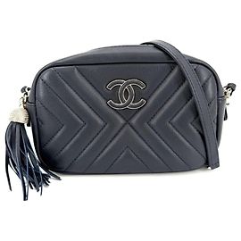 Borsa a tracolla in pelle blu navy Chanel Blu navy