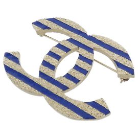 Broche Chanel AB0780 Azul e Dourado Azul Dourado