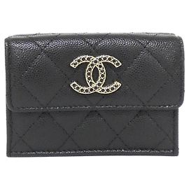 Chanel AP3397 Tri-Fold Wallet in Black Black