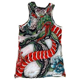 Christopher Kane Top sin Mangas Estampado Snake & Flower Rosa Blanco Roja Azul Otro Verde