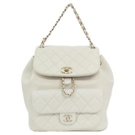 Chanel AS3618 White Leather Backpack White