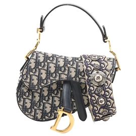 Dior Saddle Bolsa Tiracolo Tela Monograma Azul Bege Azul Bege
