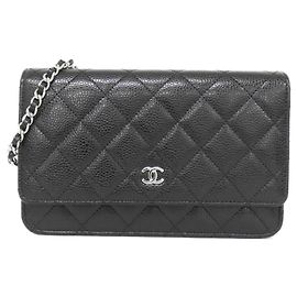 Chanel Timeless Classic Chain Wallet Black Dark red