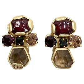 Chanel Vintage Gripoix Clip Earrings Multiple colors Golden