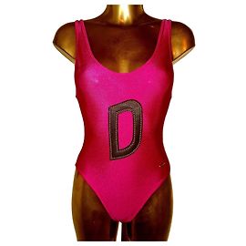 Davidoff Costume da bagno intero David fucsia con applicazione 'D' Rosa