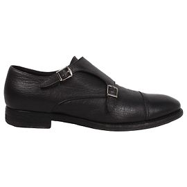 Autre Marque Henderson Baracco Scarpe Double Monk Strap in Pelle Nera Nero