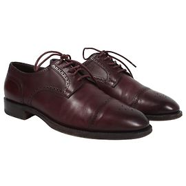 Santoni Scarpe Oxford da uomo in pelle bordeaux Bordò