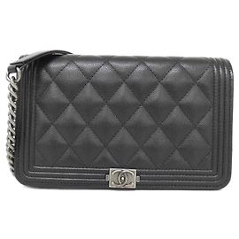 Chanel Boy Line AP1117 Chain Shoulder Wallet Nero