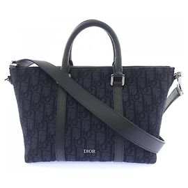 Christian Dior Dior Weekender 25 Oblique Jacquard Handbag Brown Black
