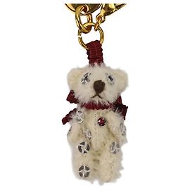 Prada Bear Mini Charm Key Holder White Red Golden