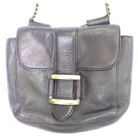 Autre Marque J&M Davidson Chain Calf Leather Shoulder Bag Black