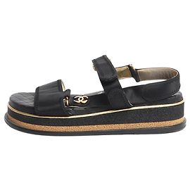 Chanel Schwarze Plateausandalen - Größe EU 38 Schwarz