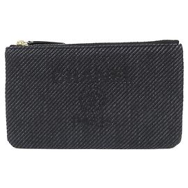 Chanel Deauville Nylon Canvas Pouch Black