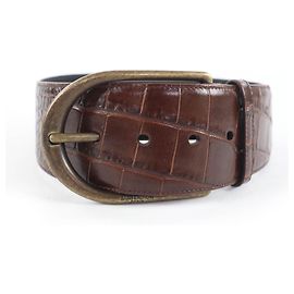 Yves Saint Laurent Saint Laurent Croco embossed leather Belt Brown