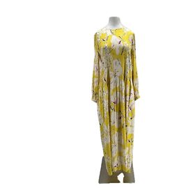 Loro Piana Vestido de seda estampado amarillo Amarillo