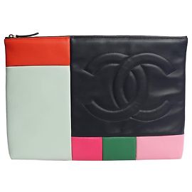 Chanel Étui pour ordinateur portable en cuir color-block multicolore 2015 Multicolore