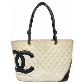 Chanel Cambon Lambskin Tote Bag Schwarz Weiß